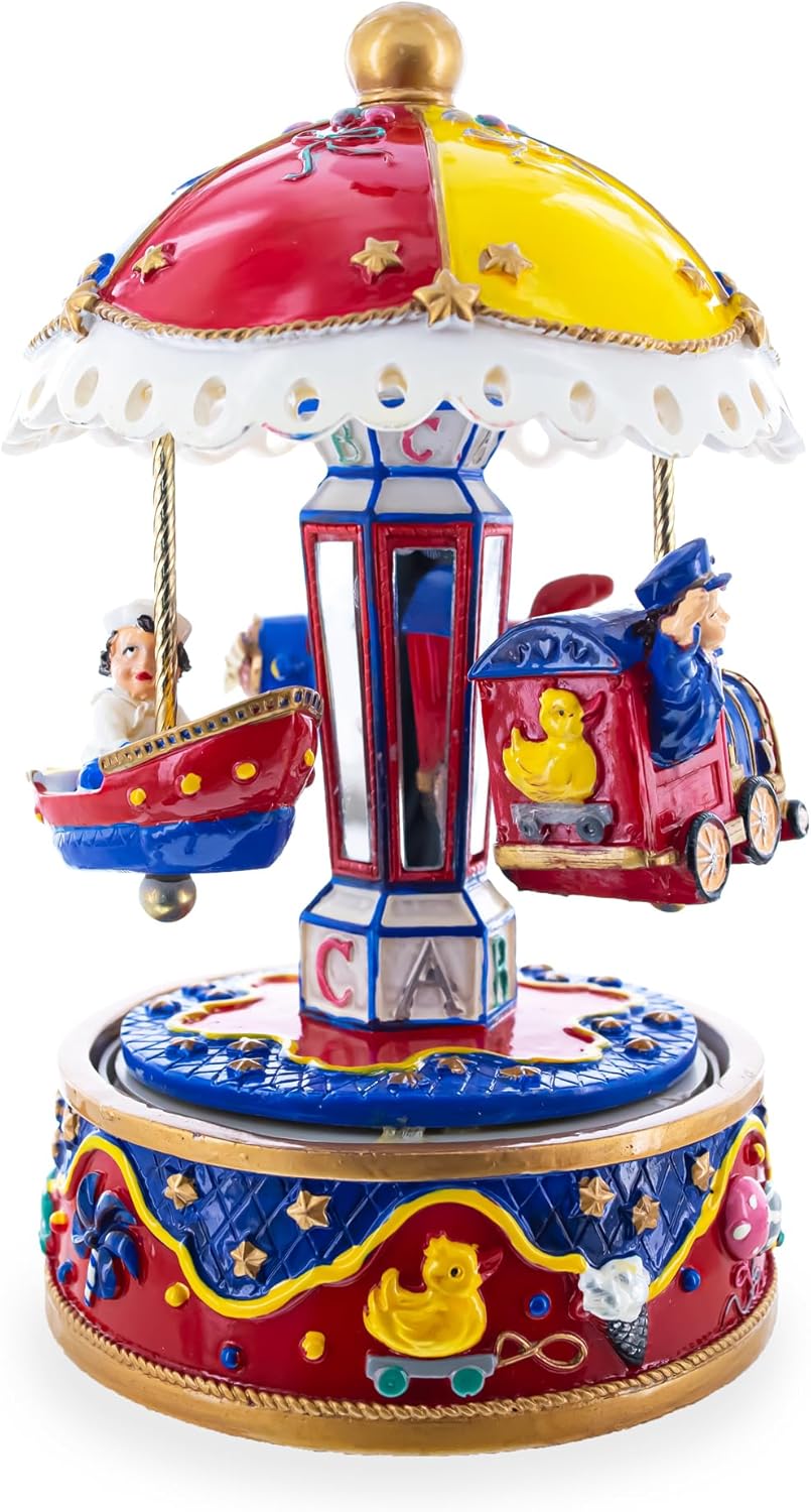 BestPysanky Musical Figurine with Airplane, Boat, and Train