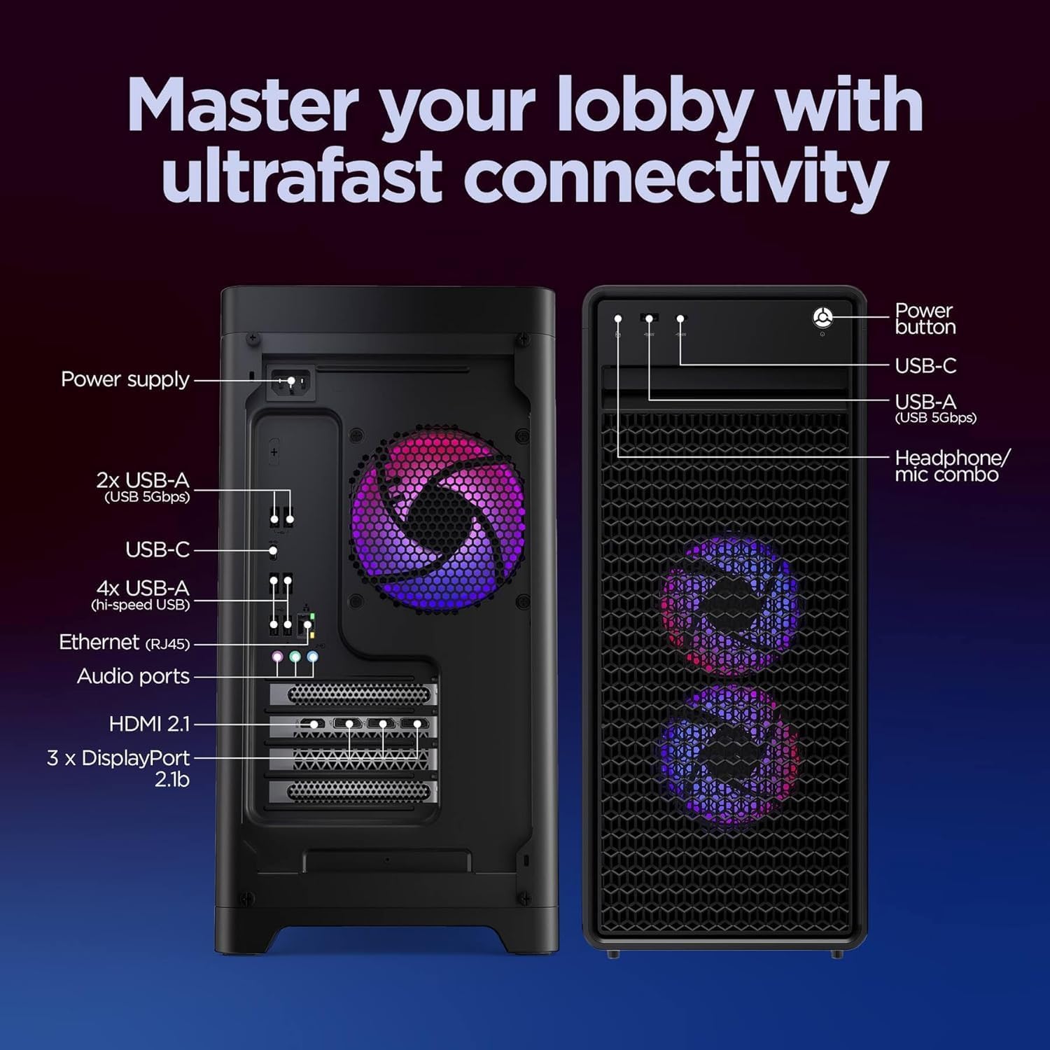 Lenovo Legion Tower 5i Gen 10 Gaming Desktop PC, Intel Core Ultra 7 265F, NVIDIA GeForce RTX 5070 16GB GDDR7, 32 GB DDR5 5600MHz, 2 TB SSD, Windows 11 Pro, 3 Months of PC GamePass, Accessories 10 71or44c2o2L. AC SL1500