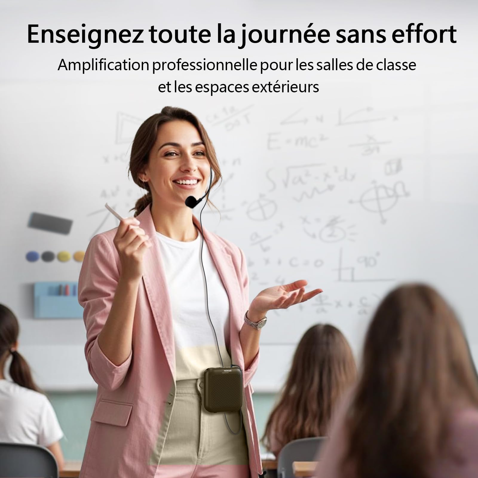 Norwii Amplificateur Vocal, Amplificateurs de Puissance, Casque Micro Filaire Portable pour Enseignants, Cours en Classe et en Plein Air, Enseignement, Guides Touristiques, Charge USB-C