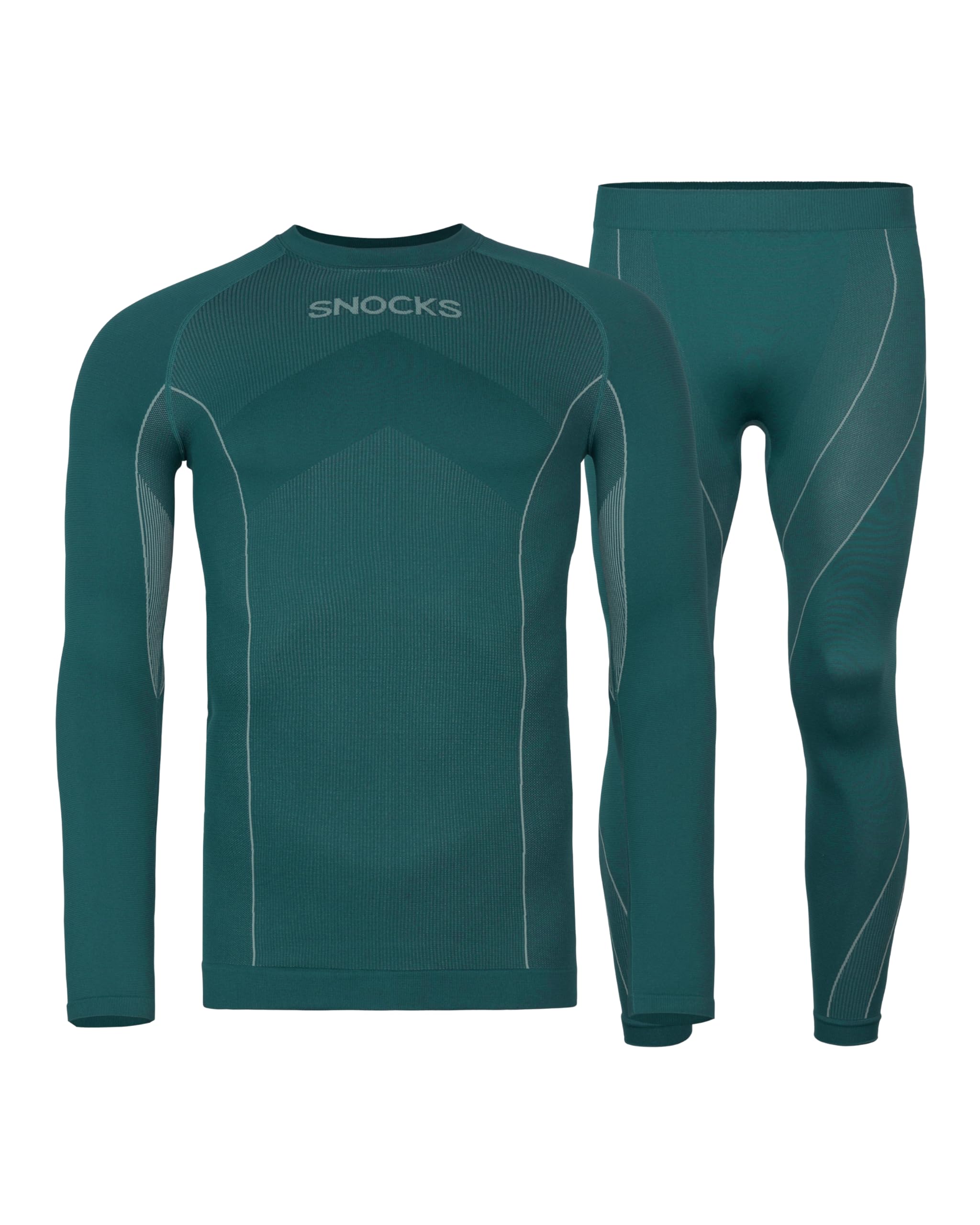 Snocks Thermounterwäsche Herren - Atmungsaktives und warmes Material, Perfekte Passform, Ideal für Verschiedene Sportarten - Skiunterwäsche, Funktionsunterwäsche - Gr. M - Farbe Pinie