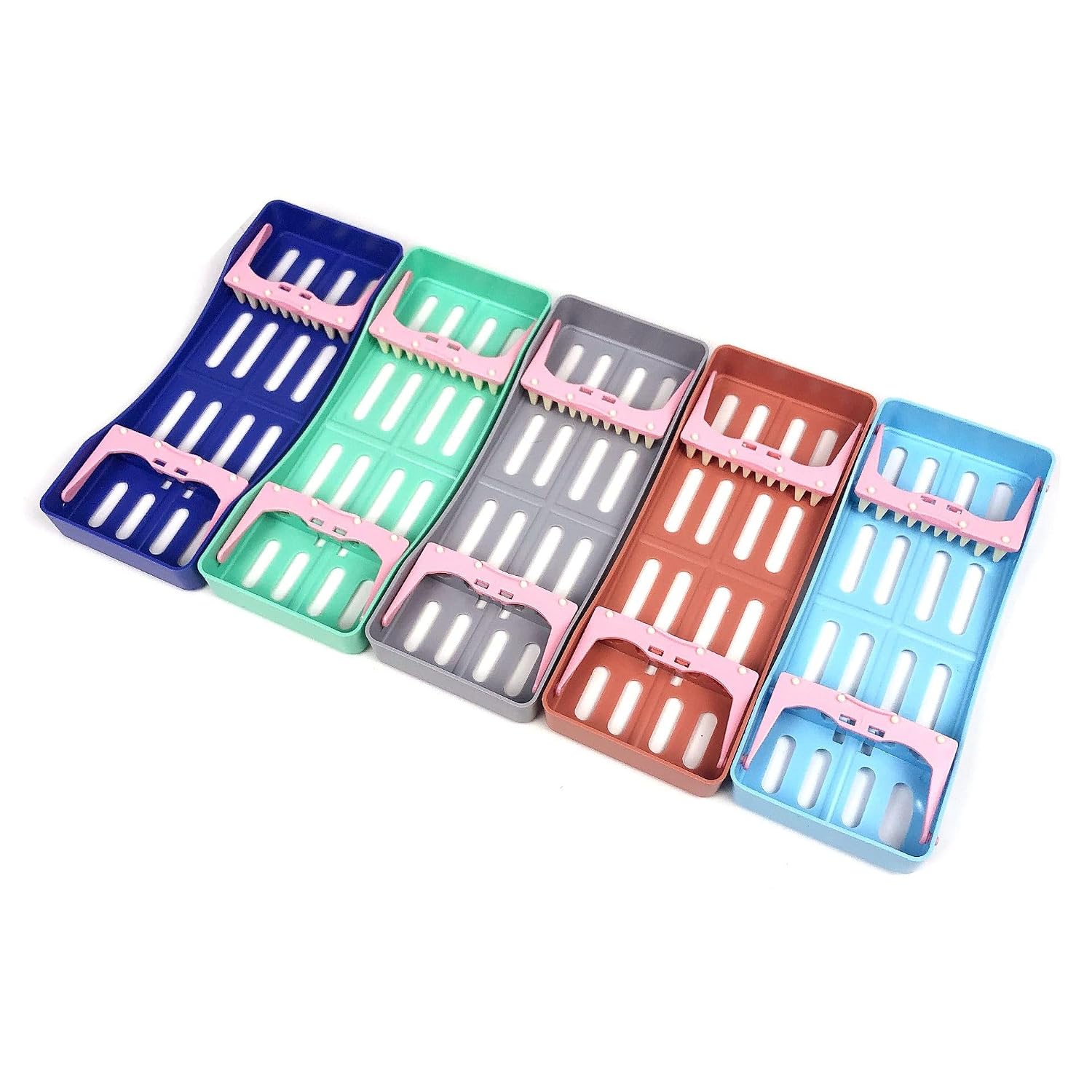 Dental Instrument Cassette Rack for 5,Instruments Box Dental Instruments Organizer Plastic Sterilization Cassette Tray (Blue)