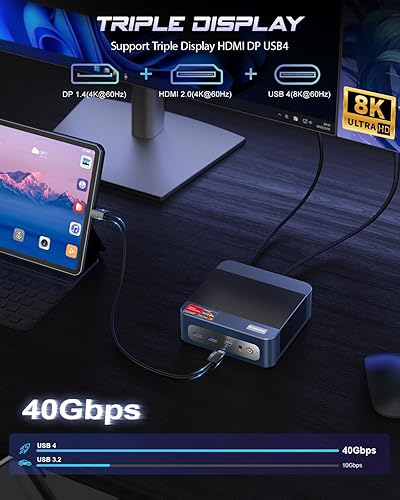 Miniatura 5 de BOSGAME Mini PC P3 Mix, Mini computadora de escritorio con AMD Ryzen 5 7640HS (hasta 5.0 GHz), 32 GB DDR5, 1 TB PCIe SSD, pantalla triple 4K, USB