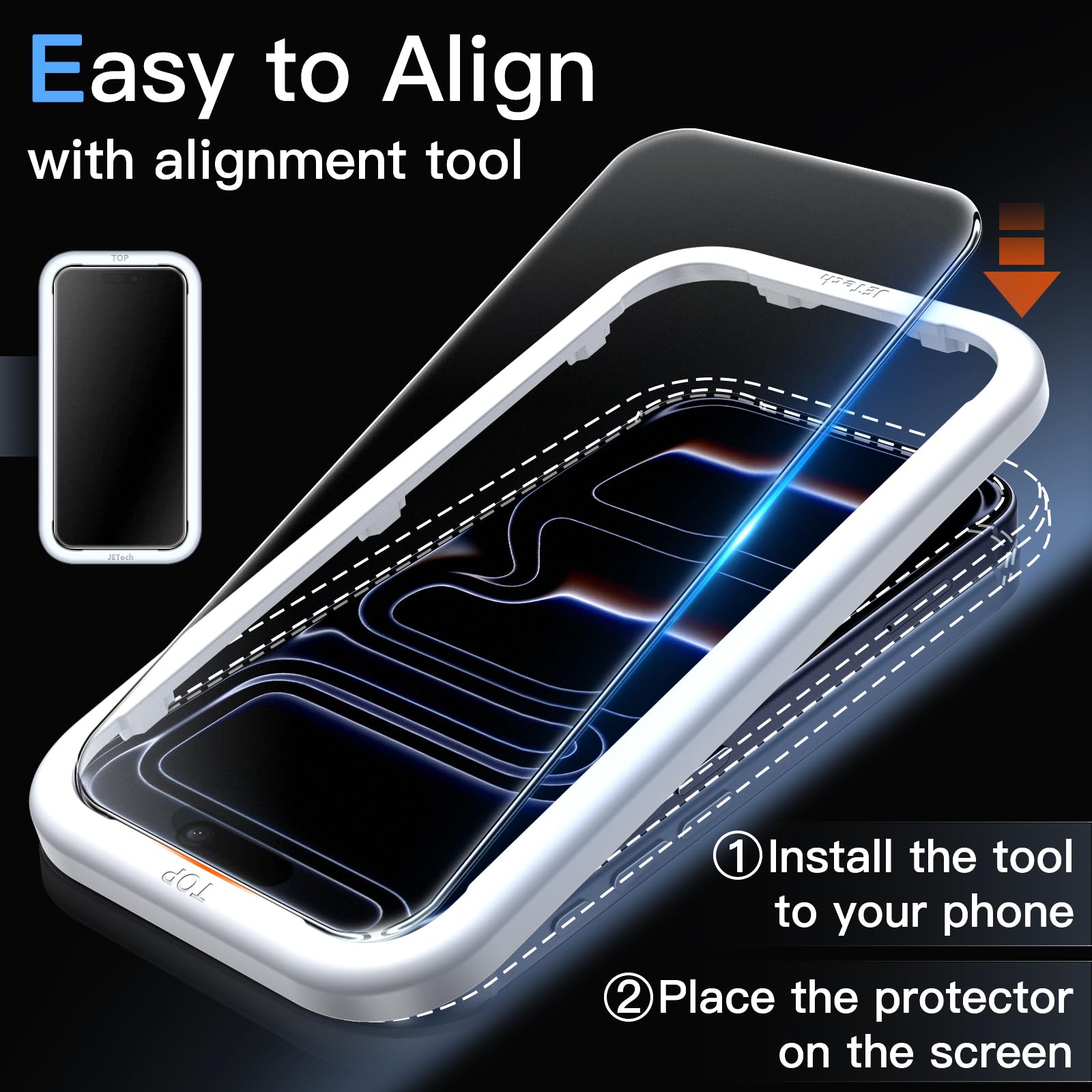 JETech Pellicola Protettiva Opaca per iPhone 17 Pro 6,3 Pollici, Vetro Temperato Film 9H Anti-Riflesso, Anti-Impronte, Tocco Liscio, Installazione Facile, Compatibile con Cover, 2 Pezzi