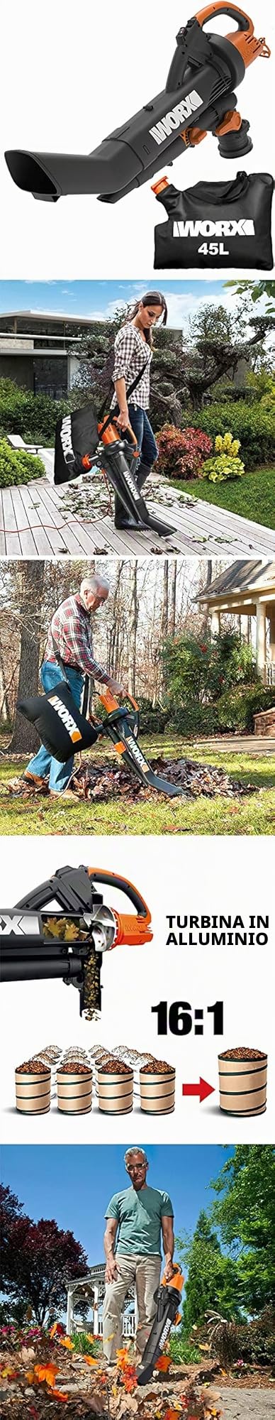 Worx - 1 aspiratore/soffiatore 3.000W, WG505E