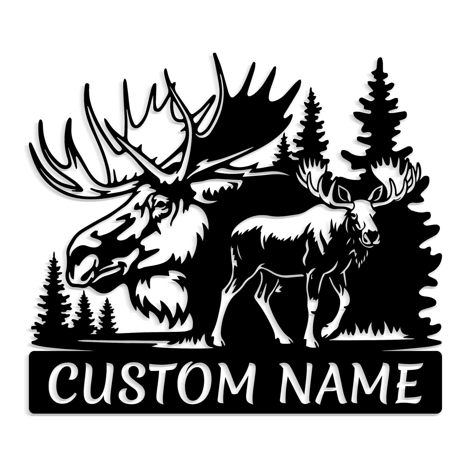 Custom Metal Moose Sign – Personalized Cabin Address Plaque, Bull Elk Hunting Wall Art, Lodge Name Décor, Rustic Forest Marker, Outdoor Hunter Gift (Style-5)