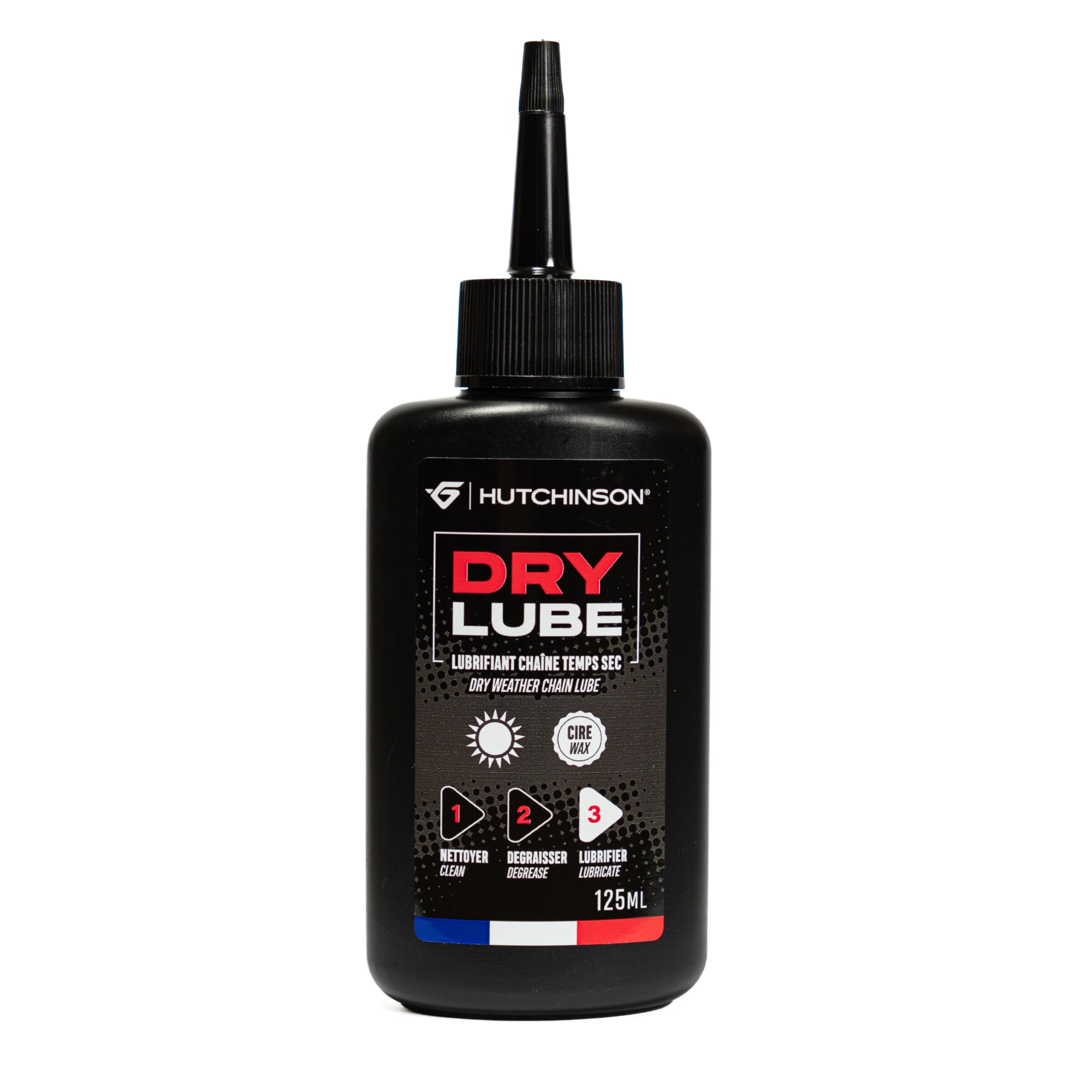 HUTCHINSON – DRY LUBE 125ml – Lubrificante Catena per Clima Secco | Formula a Base di Cera Made in France | Riduce Usura e Attrito | Prestazioni Elevate