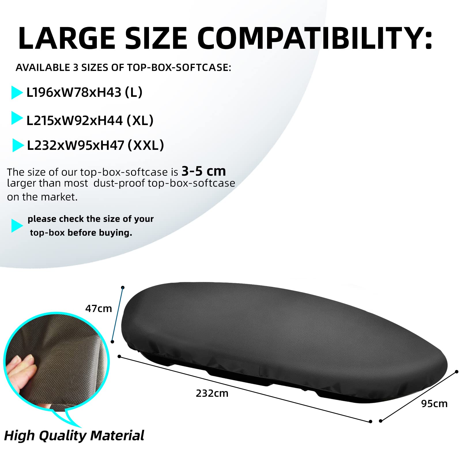 Funda Cofre, Funda para Bicicleta, Mejor Protección para Cofres de Techo, Funda Cofre (L232xW95xH47cm)