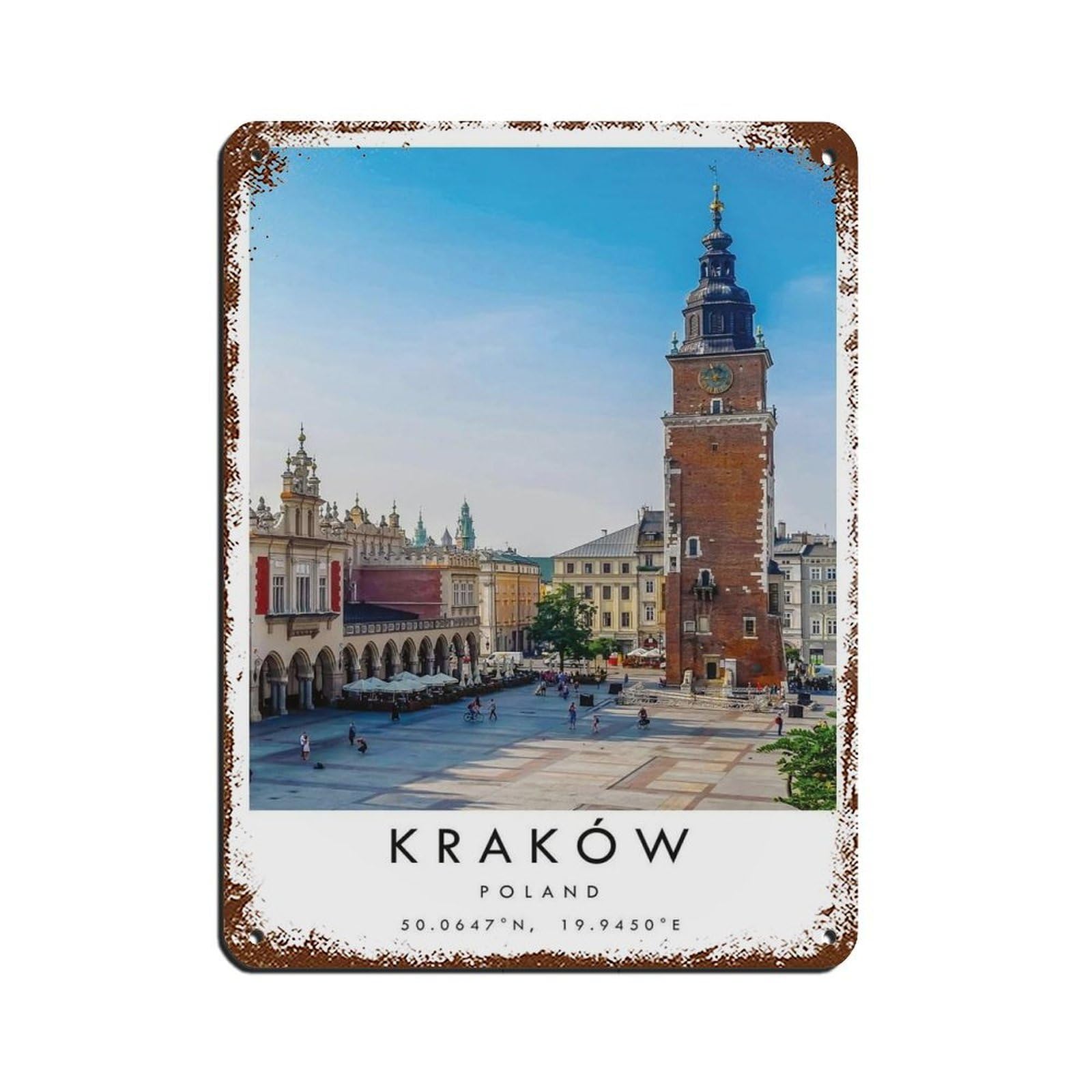 Krakow Travel Tin Sign Vintage Metal Pub Club Cafe Bar Home Wall Art Decoration Poster Retro 12x16inch(30x40cm)