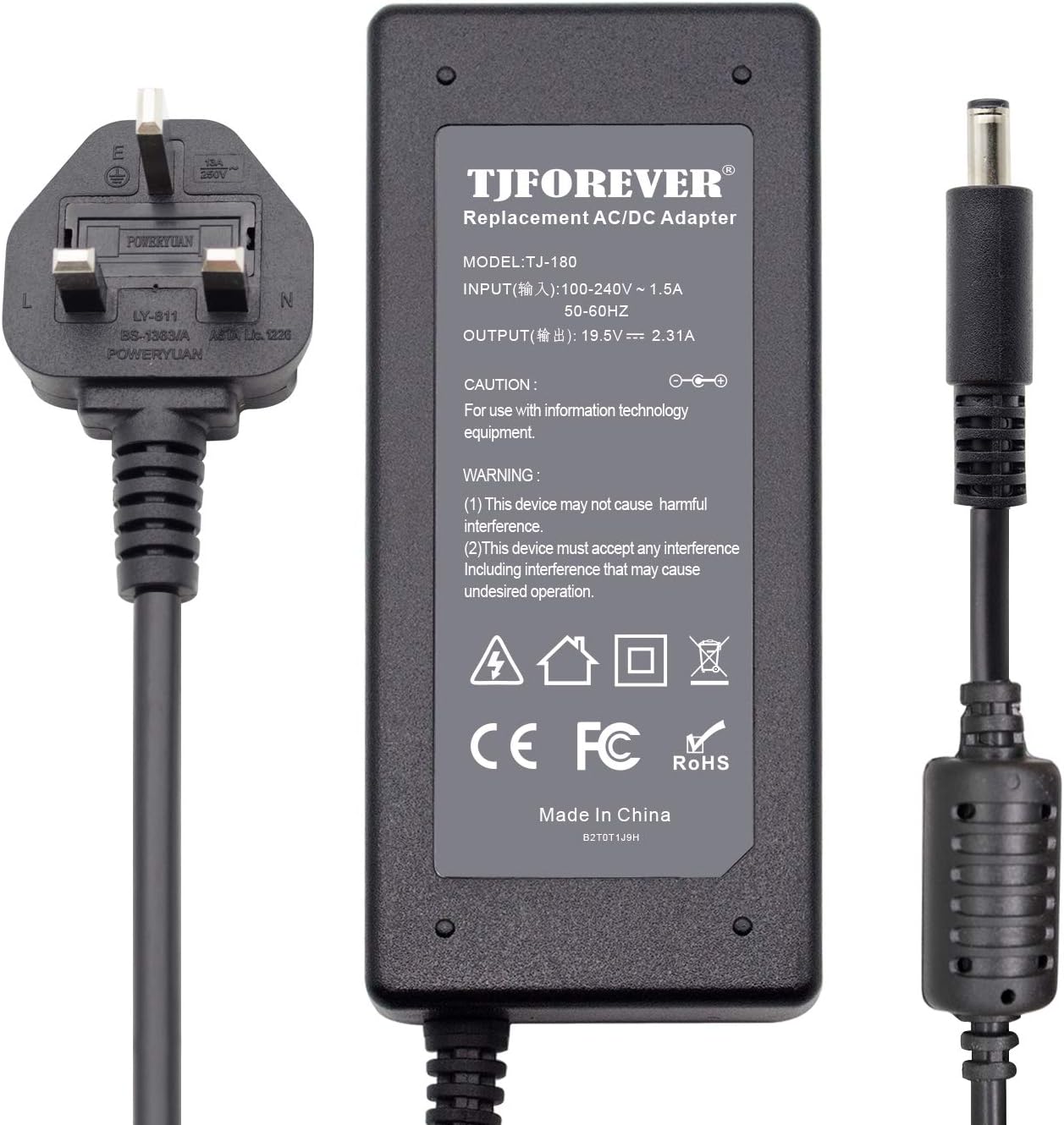 Laptop Charger for Dell Xps 11 12 13 Inspiron 15 3000 3558 3559 15 5000 5555 5558 5559 13-5000 14-5000 14-3000 Output 19.5V 2.31A 45W Notebook Computer AC Adapter Power Supply Connector: 4.5 * 3.0mm