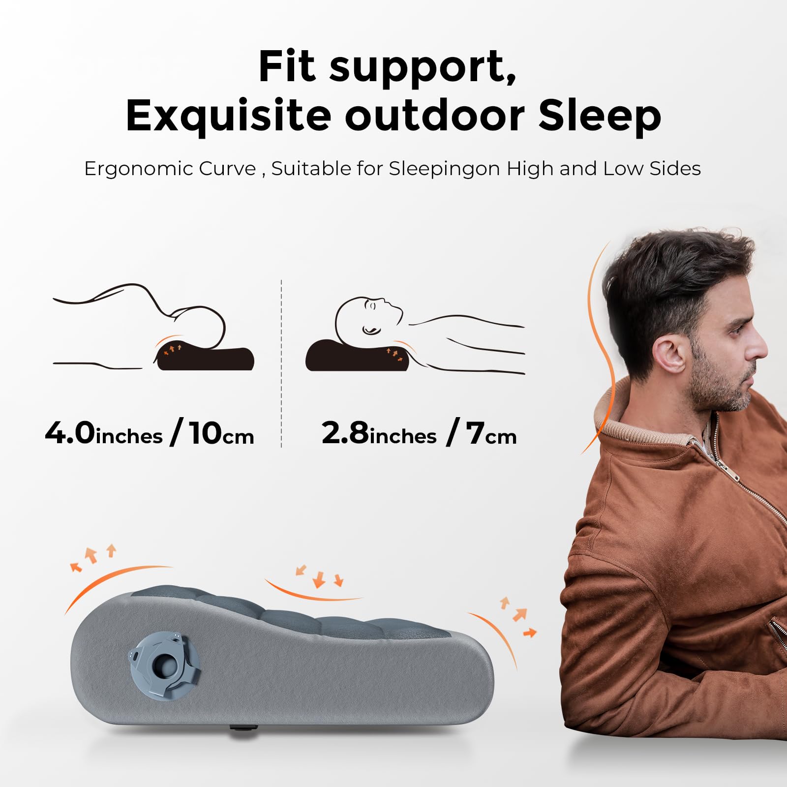 FLEXTAILGEAR Poduszka kempingowa z konturem szyi, ergonomiczna, oddzielny pęcherz TPU, idealna na kemping, wędrówki, samolot, wygodna