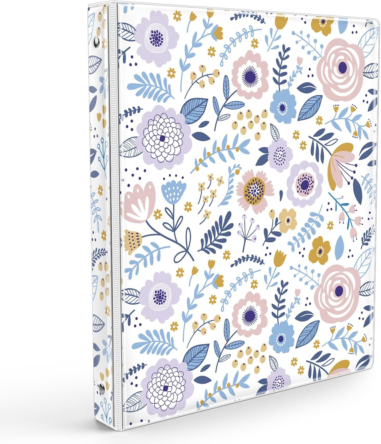 Floral 3 Ring Binder 1 Inch, Decorative Recipe Binders, Client Records with Clear Interior Pockets for Letter-Size(11" x 8.5") Paper, PVC Cover (Floral) Floral 1 IN