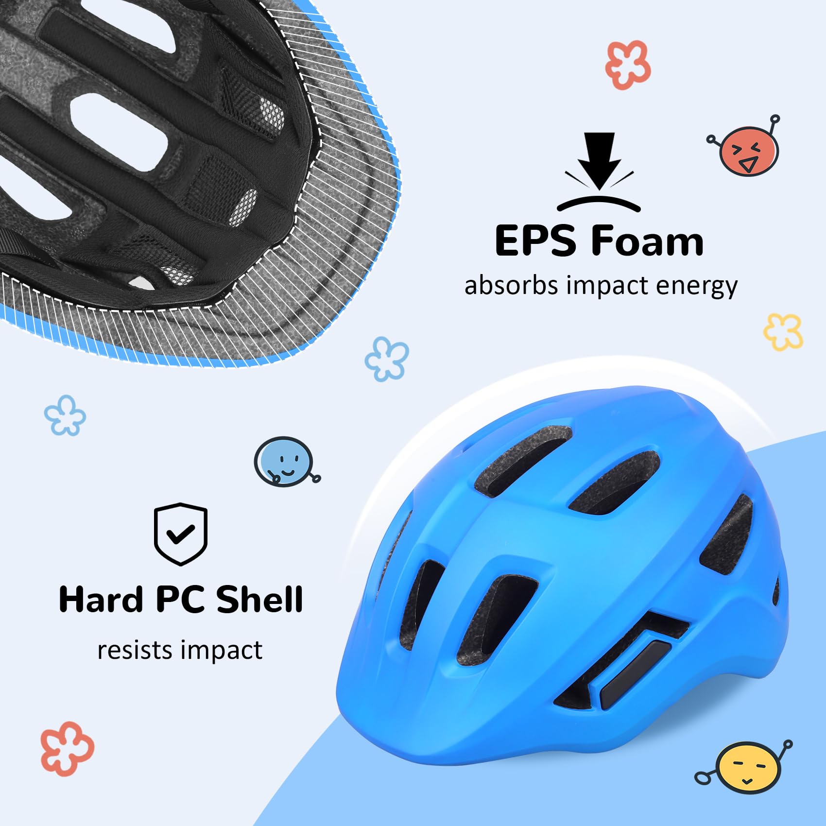 Toddler/Kids Bike Helmet, Adjustable and Multi-Sport, from Infant to Schoolchild, 2 Sizes (Blue)