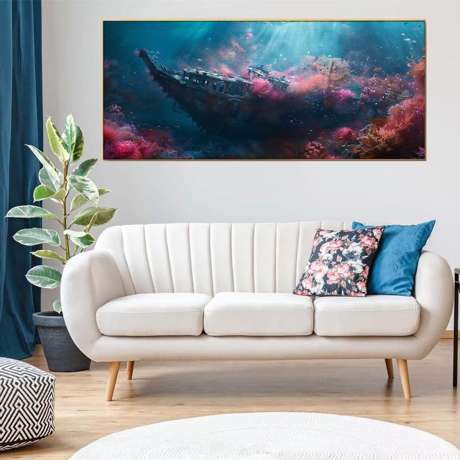 Zestaw do malowania diamentami 5D, wrak statku koralowego diamentowego, duży rozmiar 80 x 160 cm, mozaiki do haftu krzyżykowego, dekoracje świąteczne do domu, prezent Z-747