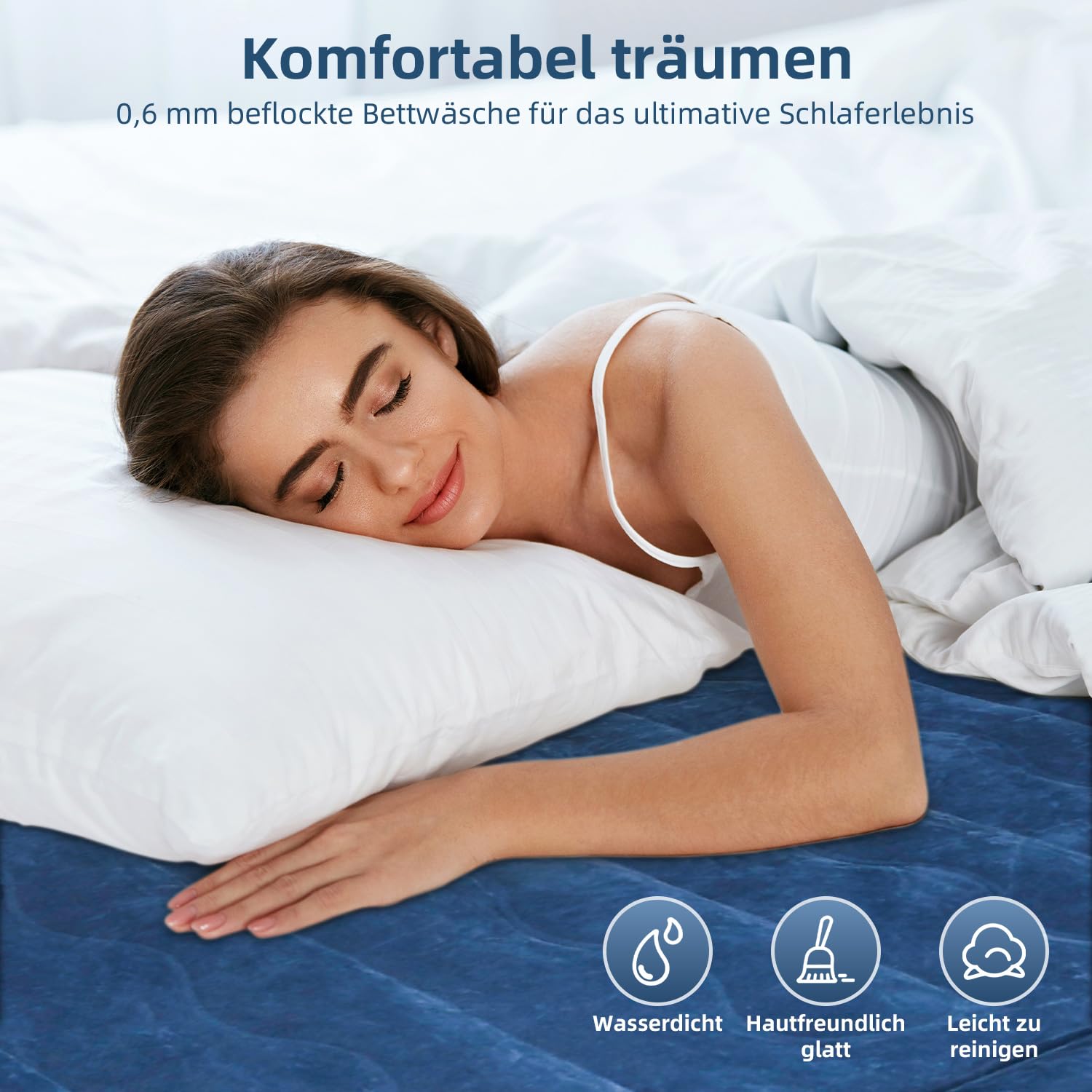 Selbstaufblasende Luftmatratze 203x152x46cm - Luftbett mit 6 Stützsäulen, 300kg Tragkraft, 48h leckgetestet, inkl. Autoluftpumpe, für Camping, Gäste, Zuhause