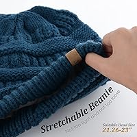 Vista 38 de FURTALK Gorros de invierno para mujer, con forro polar, gorro de punto holgado y cálido, gorro de esquí Gris claro