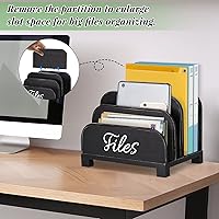 Vista 3 de Anwelynd Organizador de archivos de escritorio 4 ranuras de madera para documentos, cartas, sobres, correo, carpeta de papel, soporte