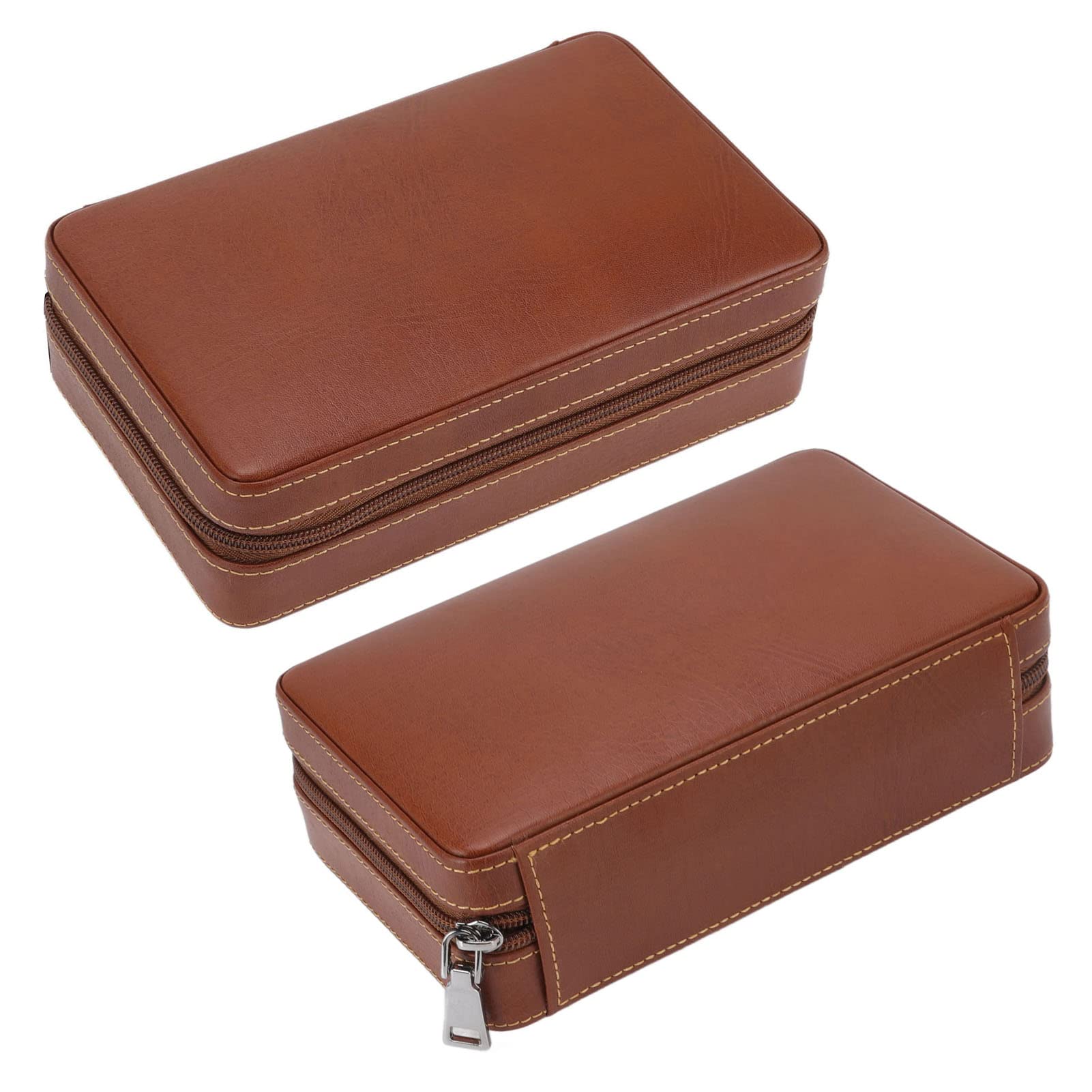 Portasigari in Pelle con Rivestimento in Cedro – Humidor Portatile per 4 Sigari, Include Borsa da Viaggio e Ugello di Ricarica – Ideale per Club, Viaggi e Incontri Eleganti