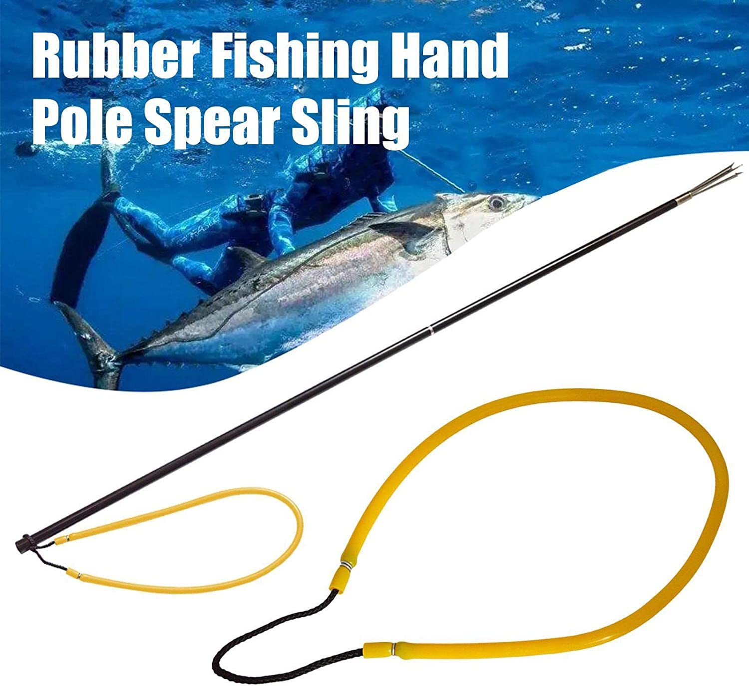 ZALTAS Eslinga Hawaiana de Goma para Pesca submarina, Eslinga Hawaiana de Pesca de Goma Resistente, Eslinga de Lanza para expulsión rápida arpón con Fuerte tensión (Amarillo)