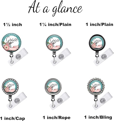 Miniatura 3 de Carrete de insignia de ramo de flores personalizado, soporte retráctil para identificación, regalo de enfermera floral verde azulado, elige fuentes