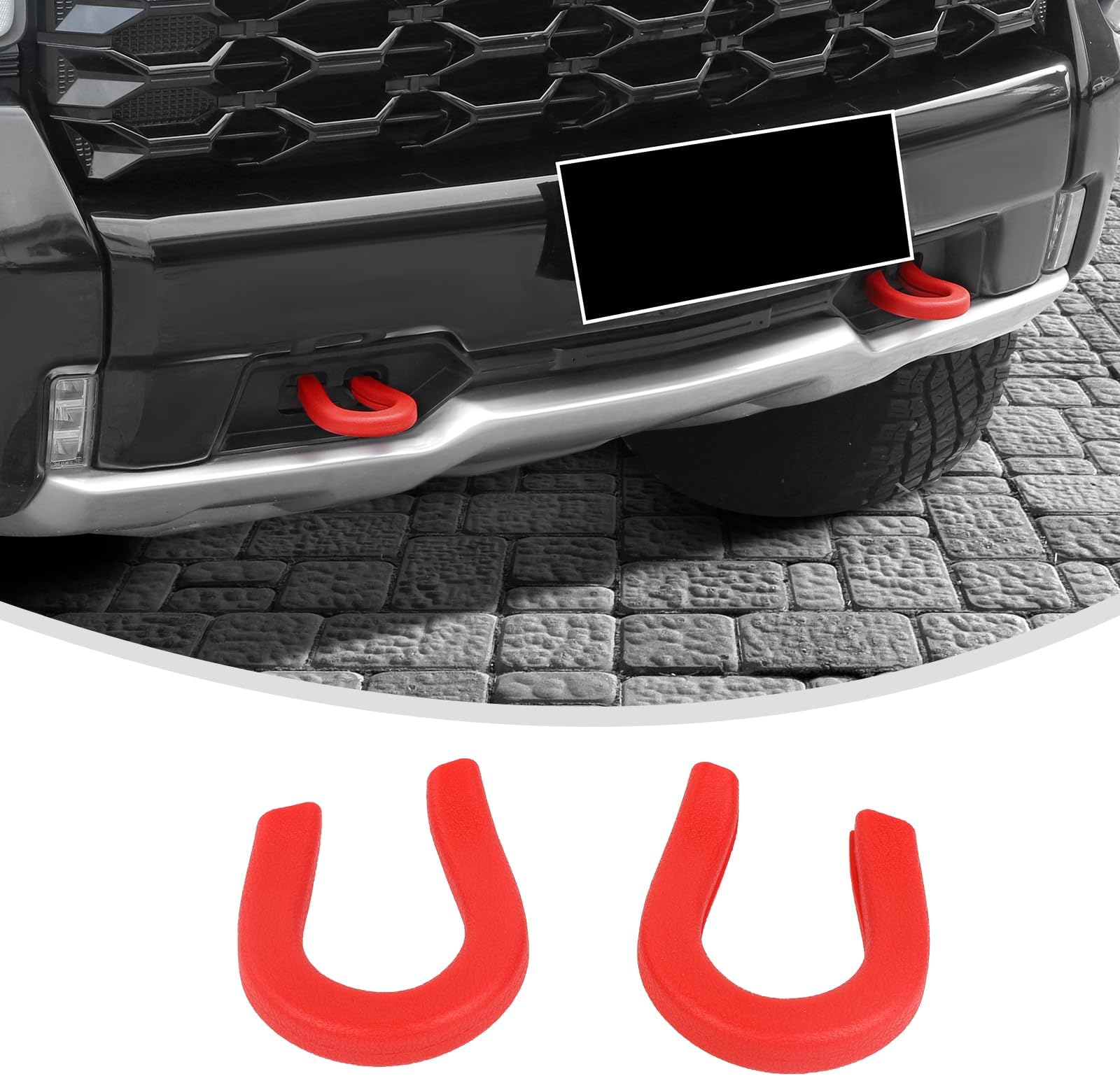 Linskip Tow Hook Covers Compatible with 2014+ Chevy Silverado/GMC Sierra 1500, Front Bumper Tow Hook Rubber Sleeve Protectors, Exterior Accessories(Red)