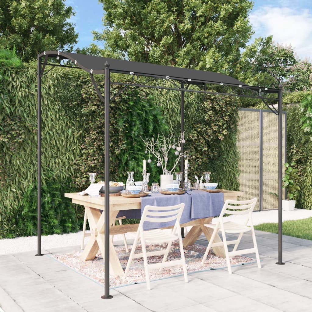 Pergola Adossée, Pergola Murale de Jardin Abri de Barbecue Anthracite 2x2,3 m 180 g/m² Tissu et Acier