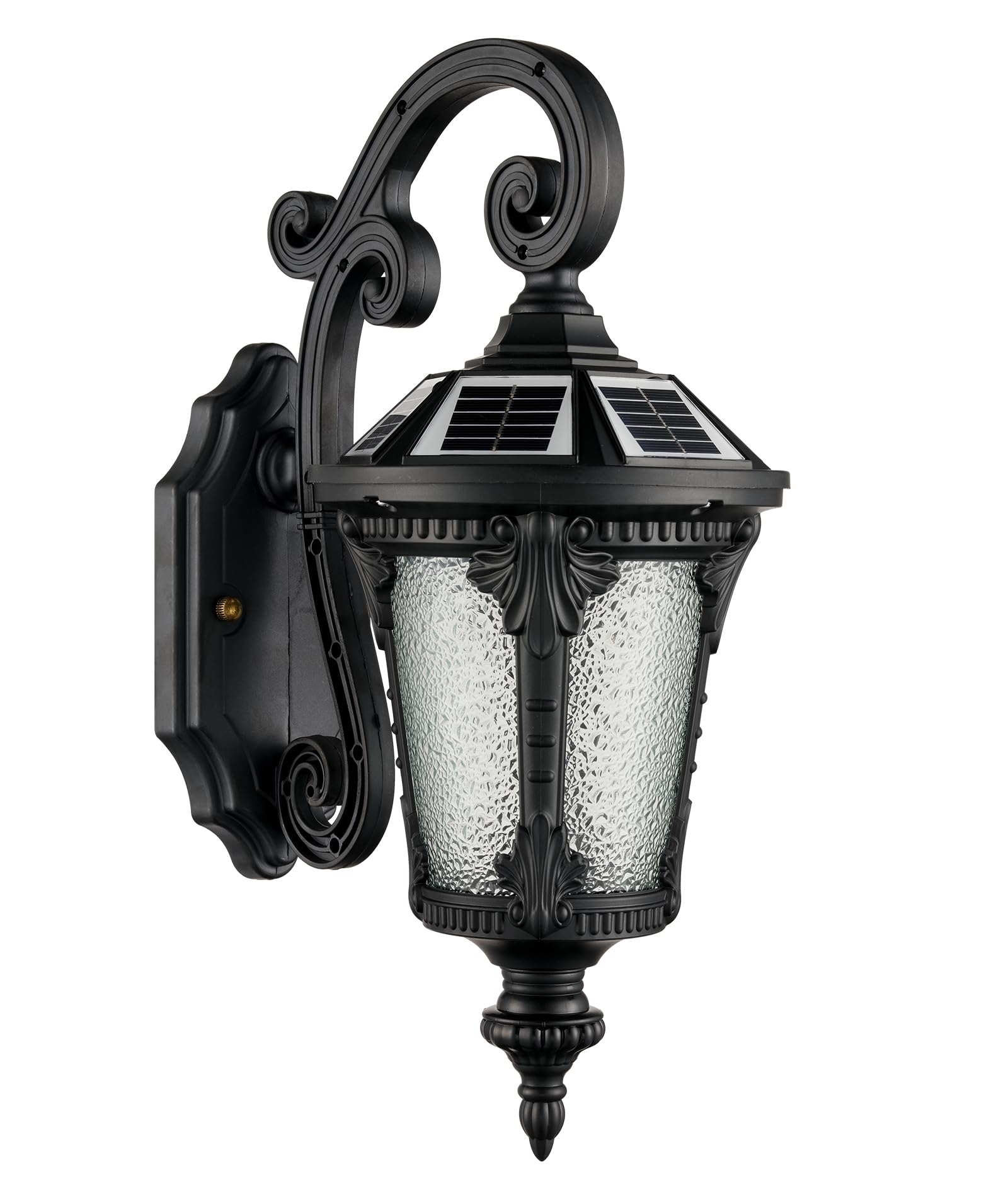 HOLKIRT Solar LED Wall Light Outdoor Dimmable Waterproof LED Wall Sconce Wireless with Remote Crystal-Flower Glass Shade Exterior