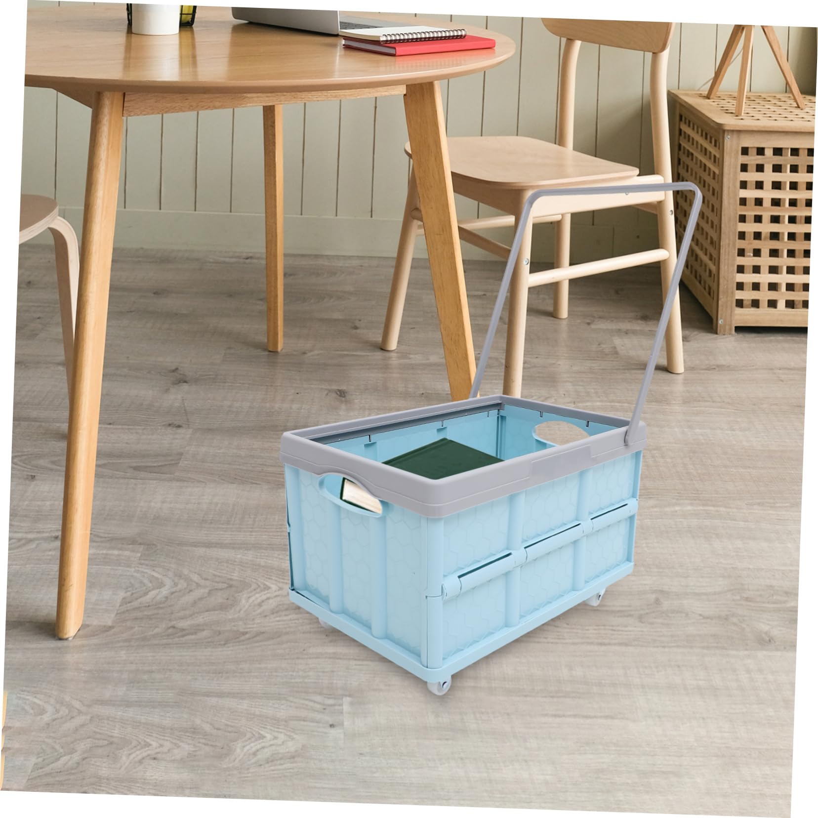 PLAFOPE Caja De Almacenamiento Plegable Grande Con Ruedas Para Ropa y Juguetes Organizador Multiusos Para Dormitorio y Maletero Caja Plástica Resistente Con Tapa Para Ahorro De Espacio