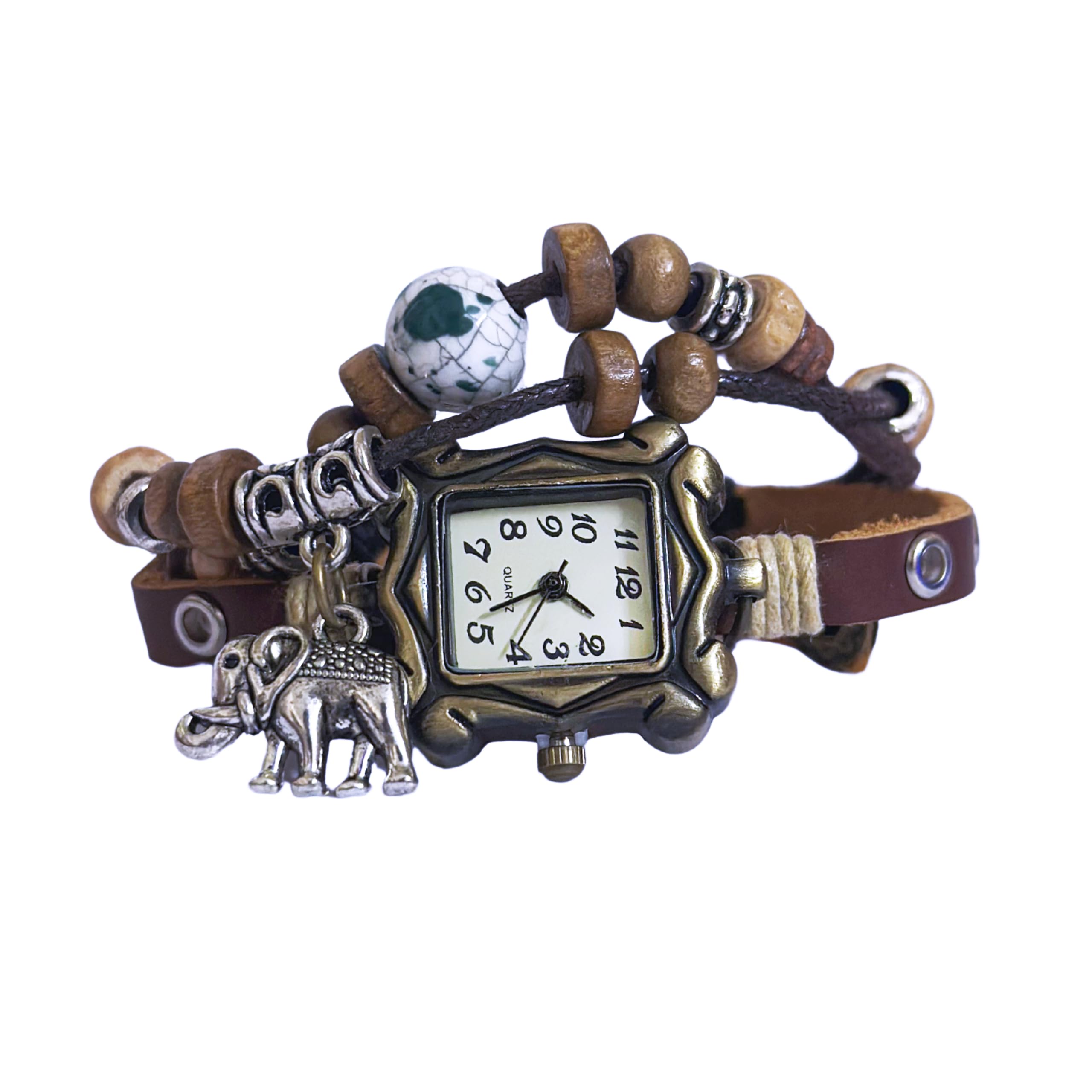 The Soulmate Timepiece | Handmade Vintage Boho Watch for Women | Leather Strap, Wooden Beads & Charms | A Unique Gift of Love & Connection-image-20