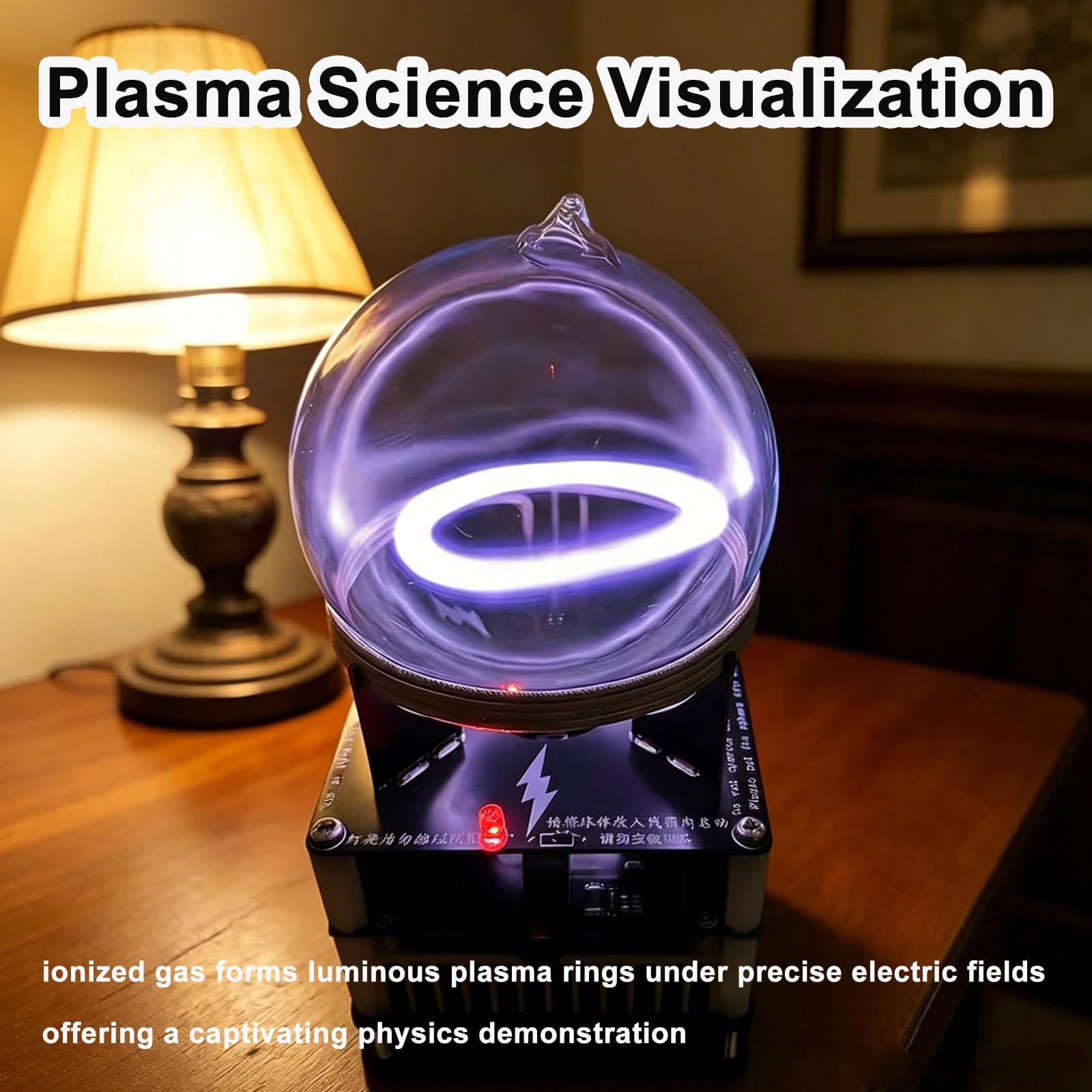 Lámpara de anillo de plasma, esfera luminiscente de gas inerte, diámetro de 9 cm, con tecnología de excitación de campo magnético, adecuada para decoración del hogar, educación y señales de emergencia