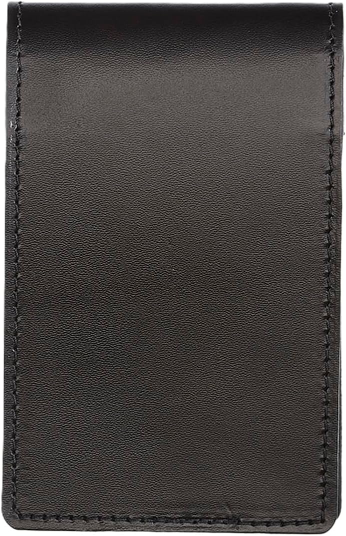 Aker Leather A583 Notebook Cover, Plain Black Leather 4" x 7" Notebook