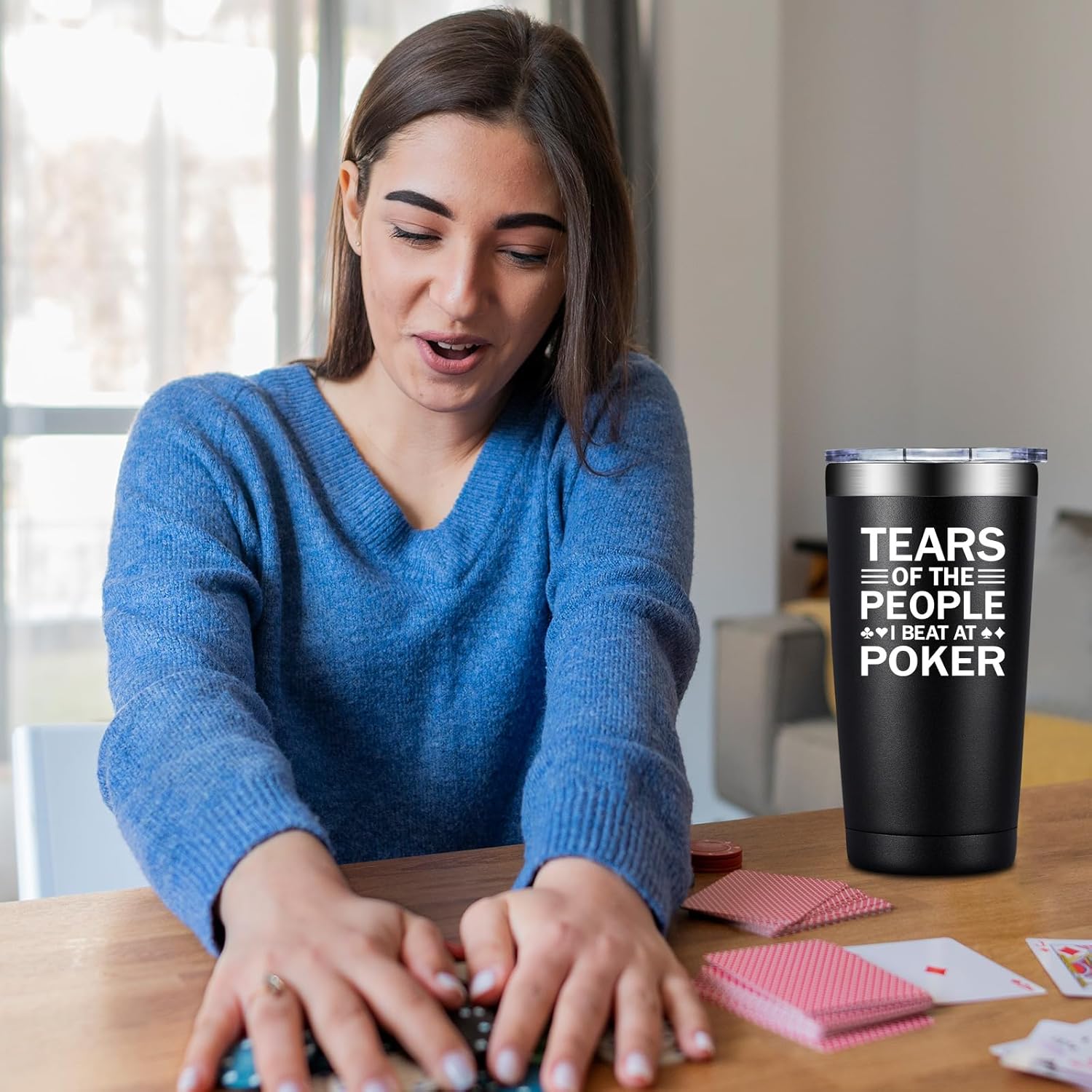 SpenMeta Poker Gifts for Men, Players, Lovers - Tears of the People I Beat at Poker - 20 Oz Tumbler Cup - Image 3