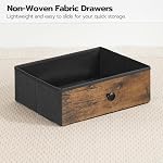 HOOBRO Bedside Table with Charging Station, Narrow Side Table with 3 Non-Woven Fabric Drawers, End Table with Open Storage, Nightstand for Small Spaces, Rustic Brown and Black BF403UBZ01