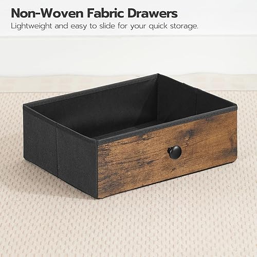 Miniatura 9 de Mesita de noche con estación de carga, mesa auxiliar con 3 cajones de tela, mesita de noche con puertos USB y tomacorrientes, mesita de noche para