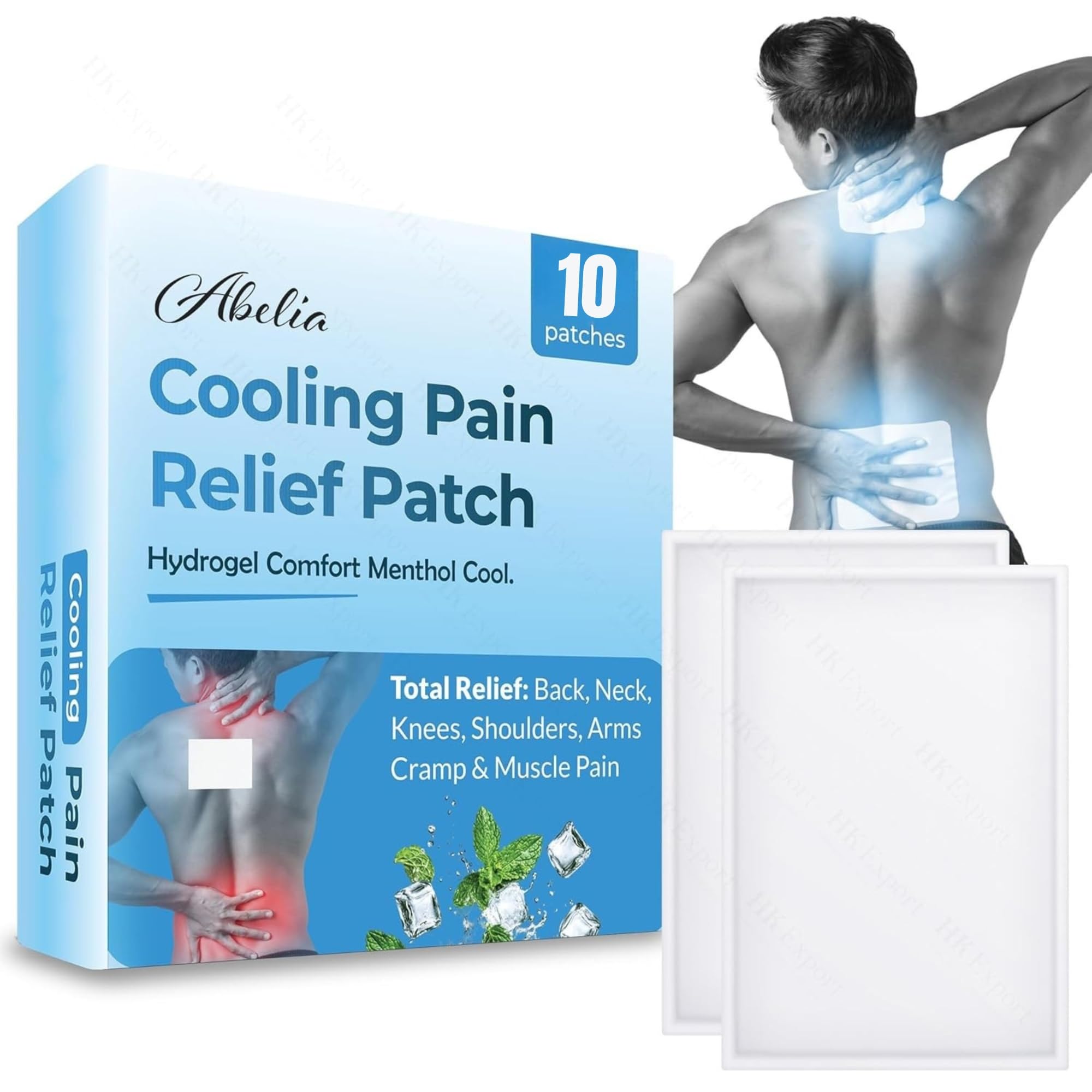 Abelia Pain Relief Patch | Cooling Hydrogel Patches for Back, Neck, Knee, Shoulder & Muscle Pain | Single Use Pieces, Cramps & Body Pain Relief (Pack of 10)-image-27