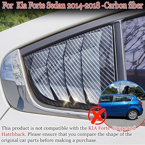 Miniatura 9 de 2 persianas impresas para ventana lateral trasera, para rejilla de ventilación de aire, persianas para Kia Forte 2019 2020 2021 2022 2023 2024  ABS
