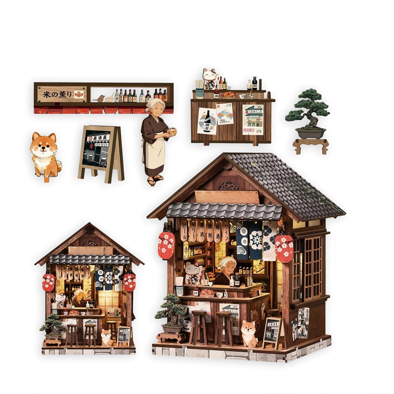 1987年 昭和レトロ ペコちゃん くみたてパズル おうち ハウス Amazon | ブックヌック 昭和レトロ居酒屋 ミニチュアハウス 木製DIY