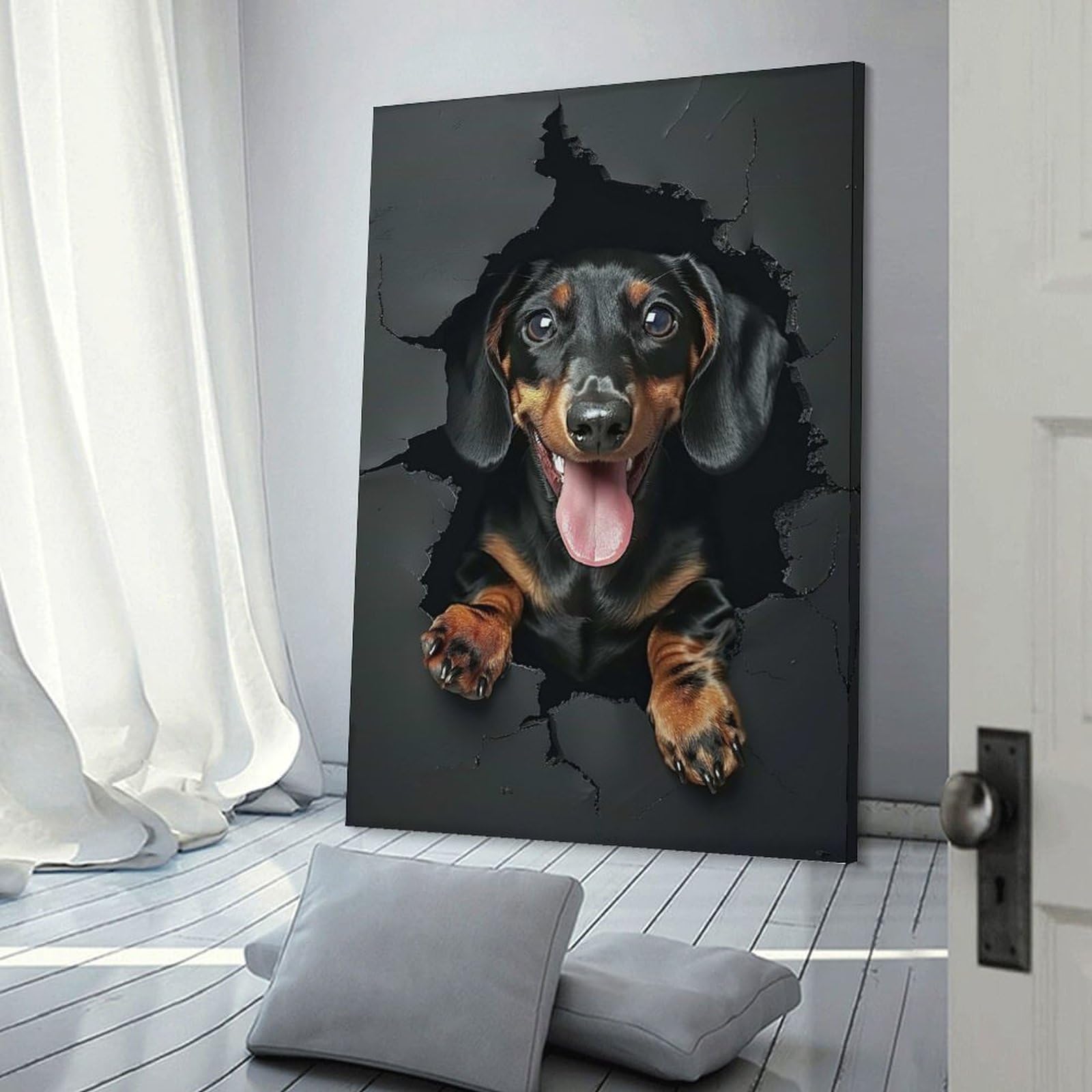 Junmoney Dachshund Dog Hanging Wall Art 20x30inch(50x75cm), for New Homes, Bedrooms Or Workspaces, Thoughtful Wall Decor for Art Lovers