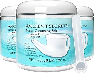 Ancient Secrets Nasal Cleansing Salt, Non-Iodized, 3-Pack – USP-Grade Sodium Chloride for Any Neti Pot, Sinus Irrigation System, 10 Oz Ea