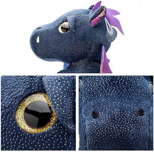 Miniatura 4 de YUKOUQIAN Juguete de peluche de dragón de 10 pulgadas, regalo para niñas y niños de Navidad (dragón negro, 9.8 in)