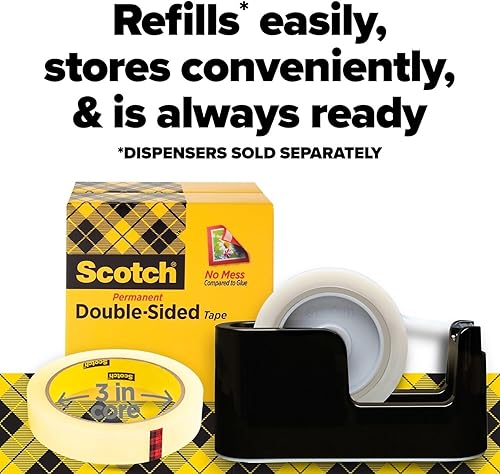Miniatura 7 de Scotch – Cinta de doble cara 665121296, 1/2" x 1296," 3" Core, transparente