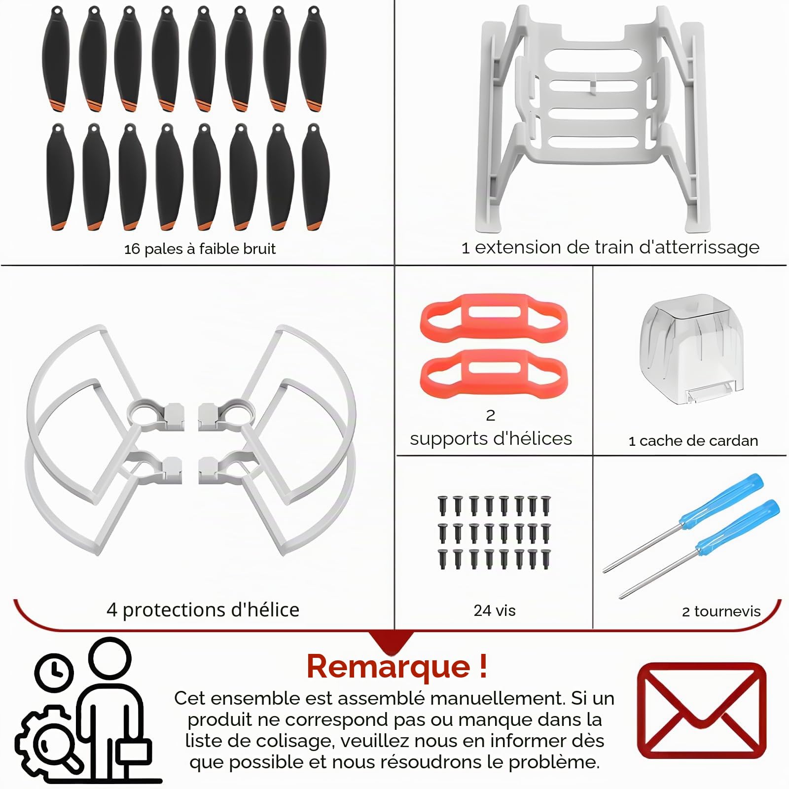 Hélices pour DJI Mini 4K/Mini 2 SE/Mini SE/Mini 2 Propeller Guard Landing Gear Leg Extensions Hélices Support Garde Cardan Couverture pour DJI Mini 4K 2 SE Drone Accessoires Set