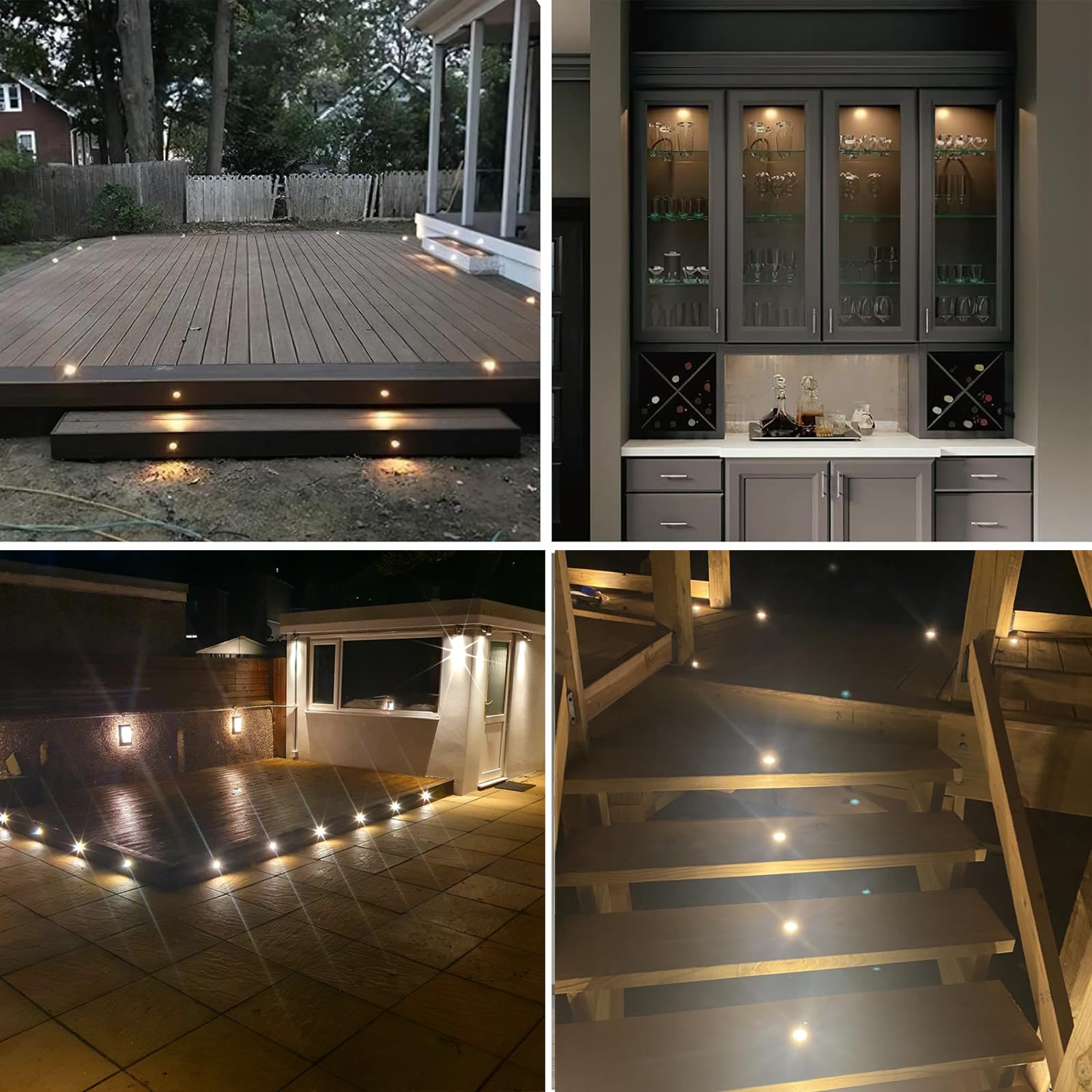 Auting Terrassen Einbaustrahler, 10er Set LED Bodeneinbaustrahler Warmweiß IP67 wasserdicht Terrassen Einbaustrahler für außen innen Küche, Garten Holzbrücke Pool Holzdeck,Treppen