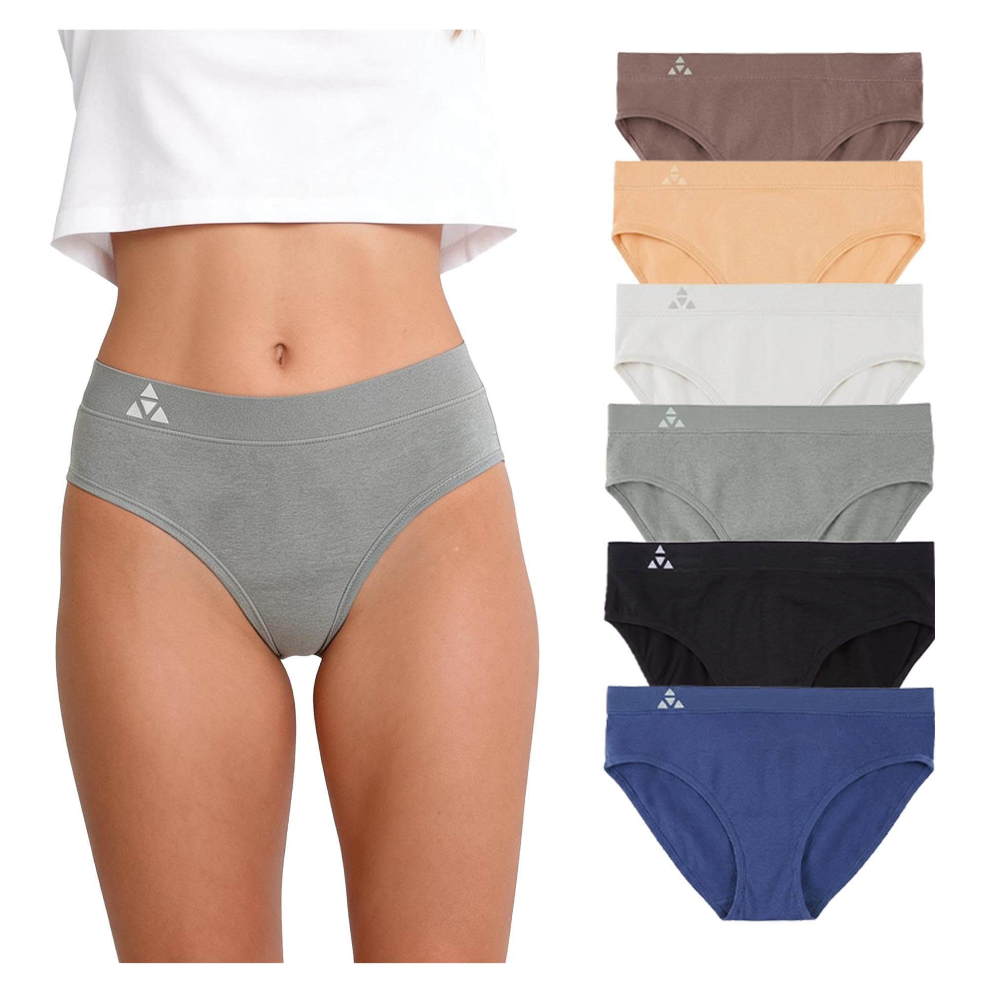 Balanced Tech Moisture Wicking Underwear for Women, Seamless Workout Hipster Brief Bikini Panties, 10 Pk -Modern Neutrals, XL