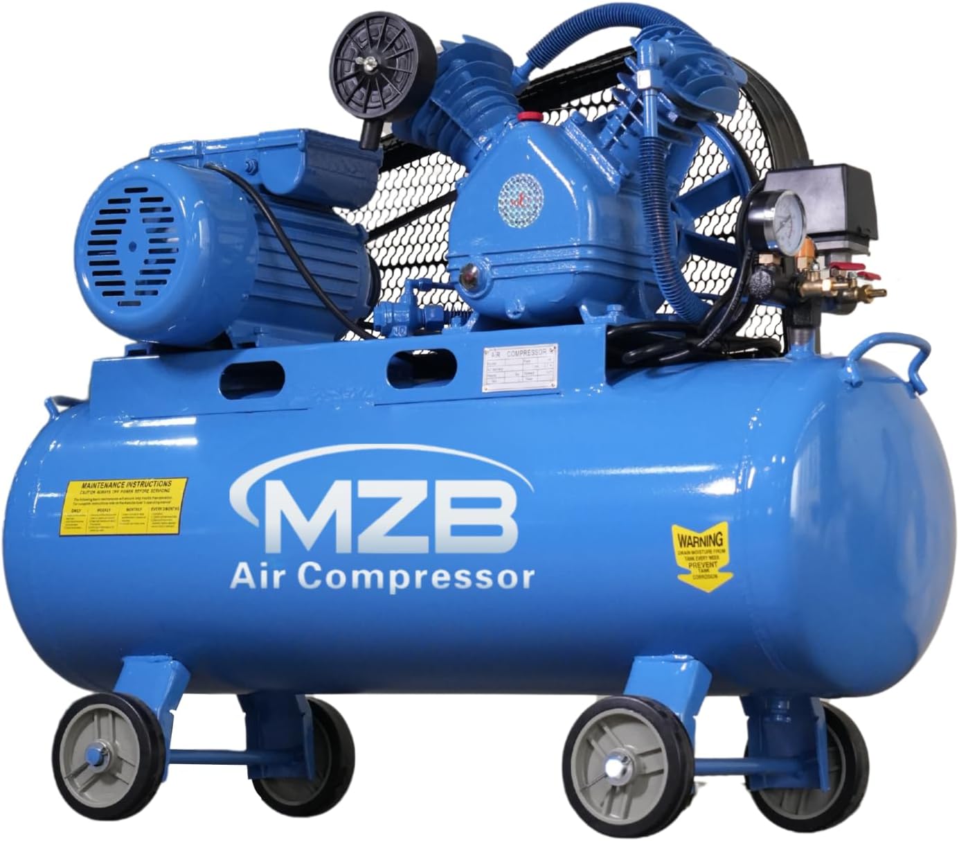 MZB 18.5 Gallon Single-Stage Portable Electric Air Compressor 2.2KW/3.0HP 5.6CFM Steel Tanks 81dB Level Air Compressor with Wheels for Spray Painting, Auto Repair, Carpentry Decoration