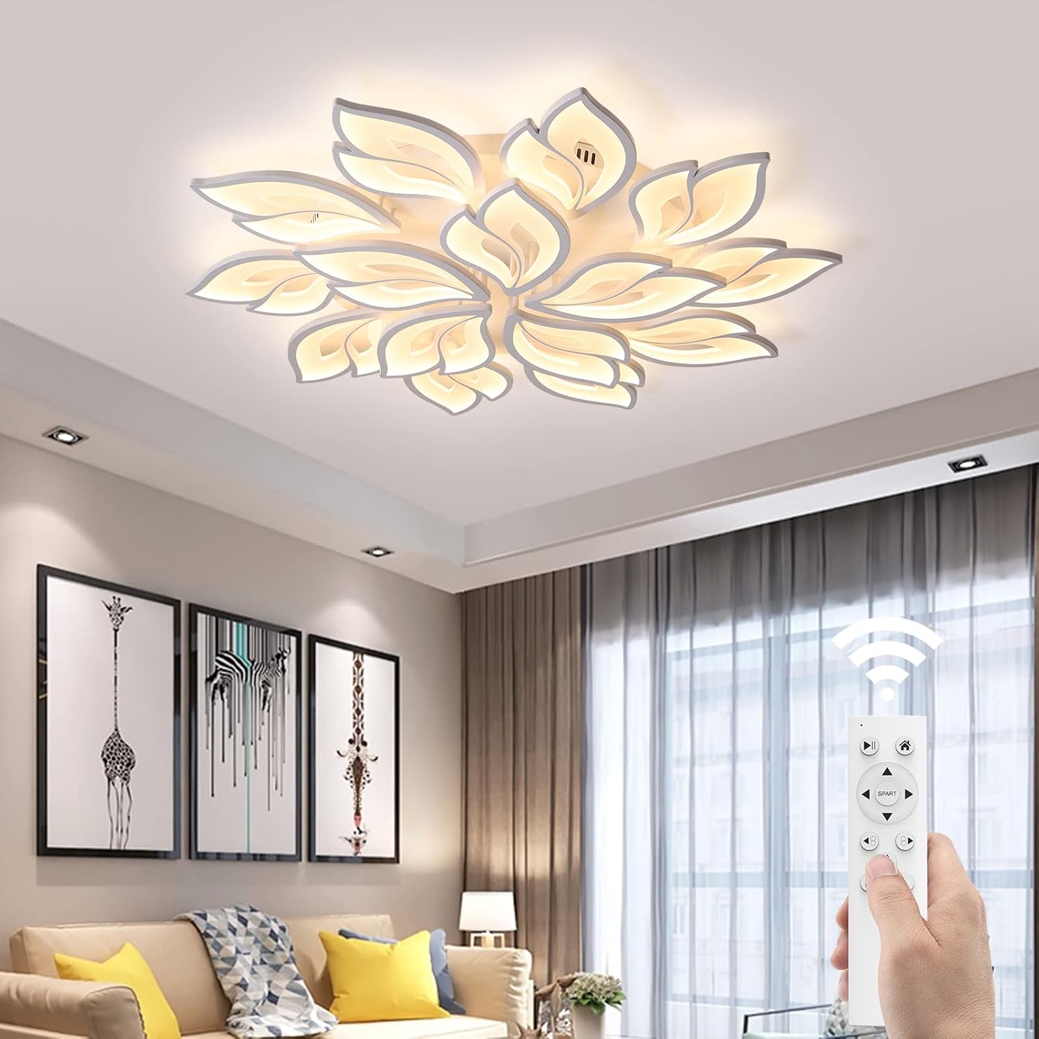 JAYMP Flower Shaped Ceiling Light Dimmable Modern Ceiling Lamp Remote Control LED Lighting