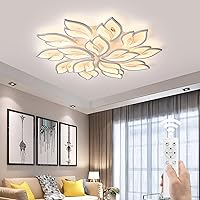 Vista 2 de JAYMP Lámpara de techo en forma de flor de 39.4 pulgadas, regulable, moderna, con control remoto, lámpara de iluminación LED para sala de estar, 5