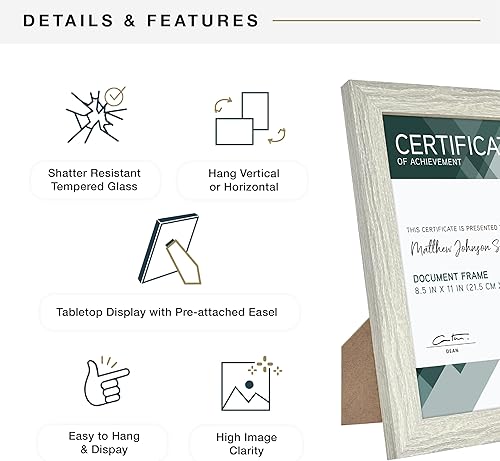 Vista 217 de MCS Industries Studio Gallery - Marcos con textura de madera color gris de 13 x 19 pulgadas / 33.02 x 48.26 cm., 2 unidades Gris Woodgrain