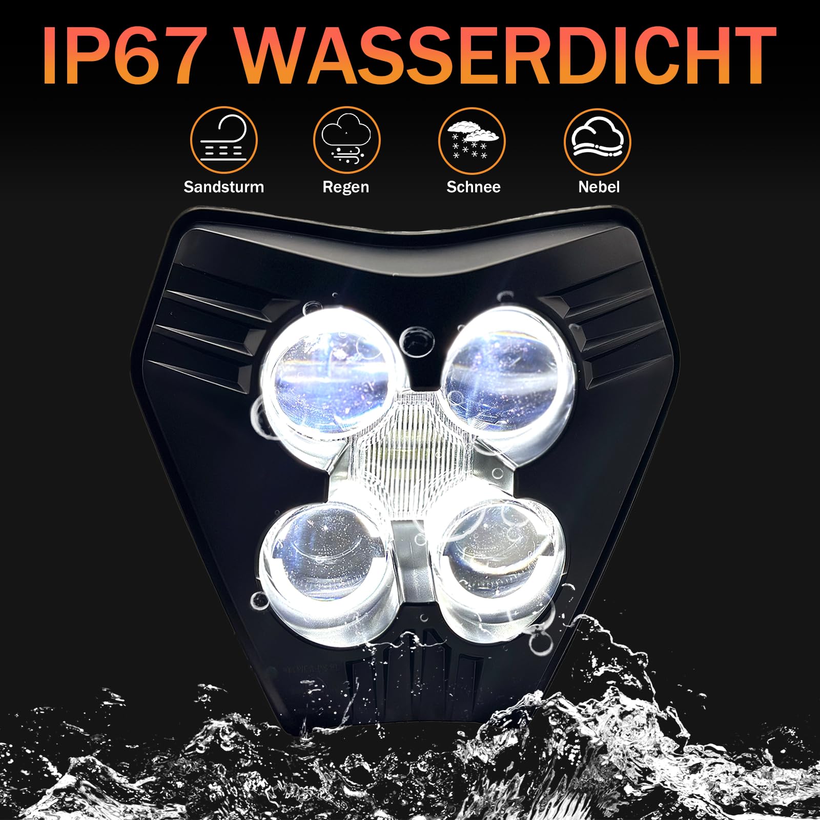 LED Motorrad Scheinwerfer E-GeprüFt Mit Fern- und Abblendlicht Tagfahrlicht für KTM EXC EXC-F XC XCW SX SXW SXF 125 250 300 350 450 500 2024-2025