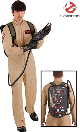 Deluxe Adult Ghostbusters Halloween Costume | Men's Ghostbusters Jumpsuit Uniform with Proton Pack & Classic Name Tags