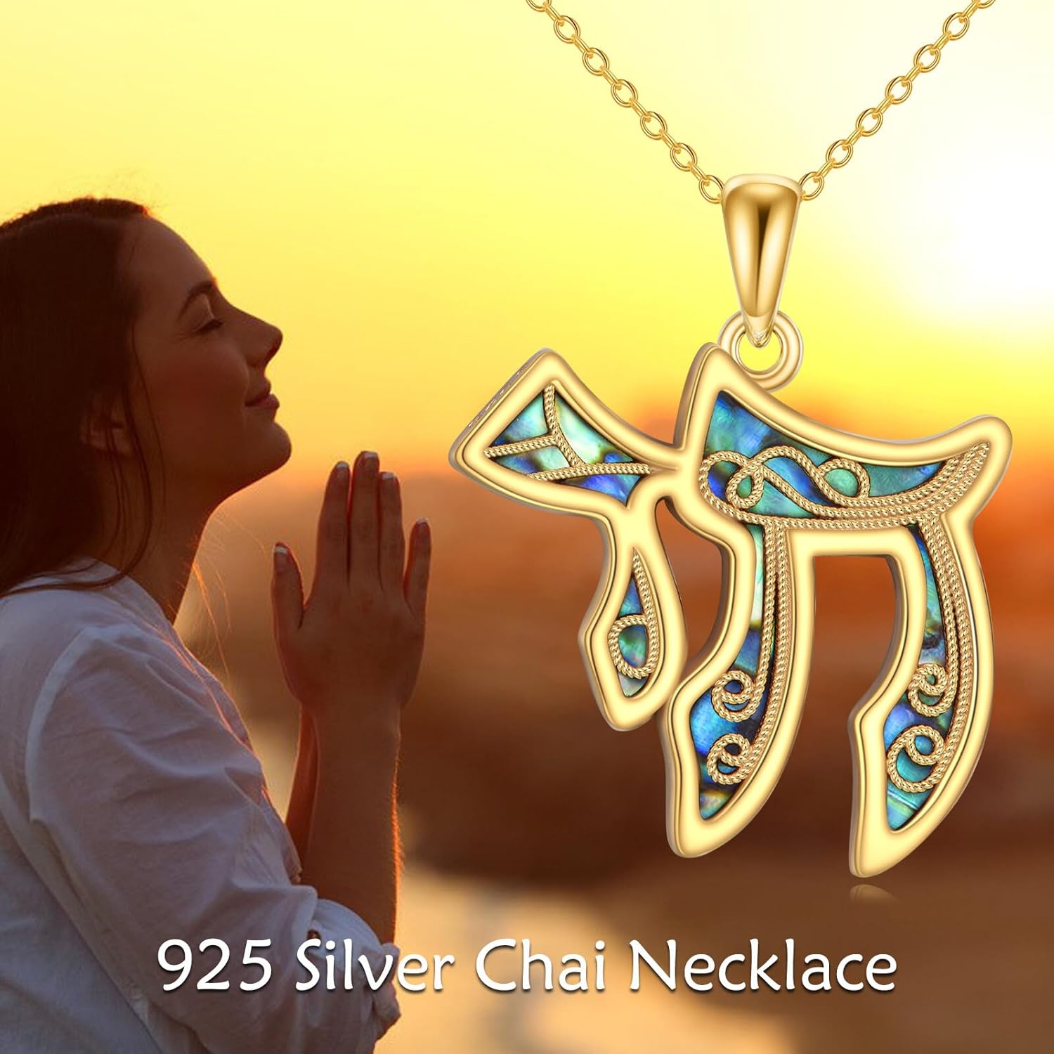 Chai Hebrew Necklace Judaica 925 Sterling Silver Chai Hebrew Chain Pendant Jewish Religious Jewelry Gift - Image 2